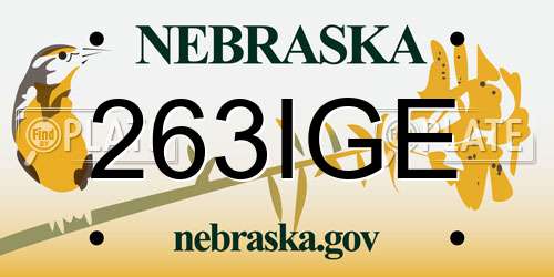 263IGE Nebraska License Plate