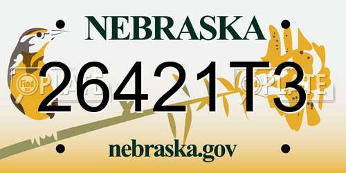 26421T3 Nebraska License Plate