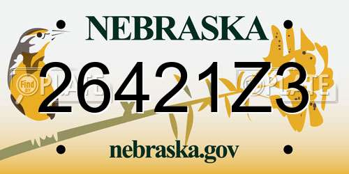 26421Z3 Nebraska License Plate
