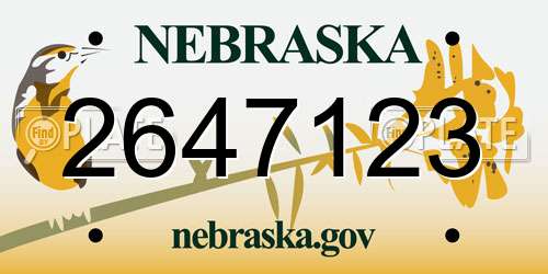 2647123 Nebraska License Plate