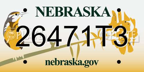 26471T3 Nebraska License Plate