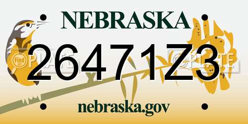 26471Z3 Nebraska License Plate