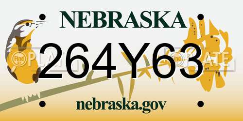 264Y63 Nebraska License Plate