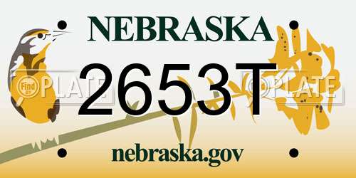 2653T Nebraska License Plate