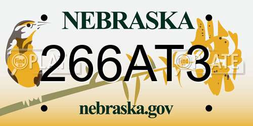 266AT3 Nebraska License Plate