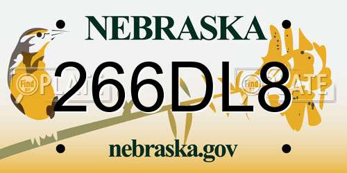 266DL8 Nebraska License Plate