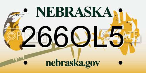 266OL5 Nebraska License Plate