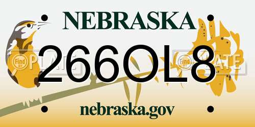 266OL8 Nebraska License Plate