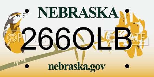266OLB Nebraska License Plate