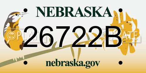 26722B Nebraska License Plate