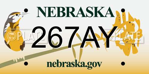 267AY Nebraska License Plate