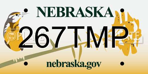 267TMP Nebraska License Plate