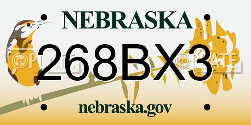 268BX3 Nebraska License Plate