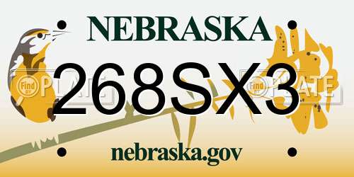268SX3 Nebraska License Plate