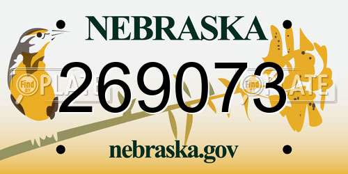 269073 Nebraska License Plate