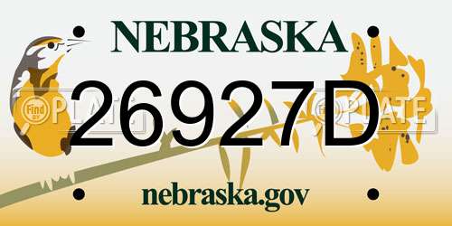 26927D Nebraska License Plate