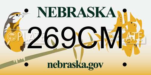 269CM Nebraska License Plate