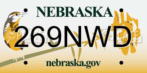 269NWD Nebraska License Plate