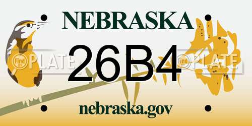 26B4 Nebraska License Plate
