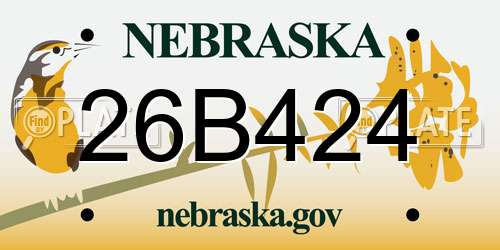 26B424 Nebraska License Plate