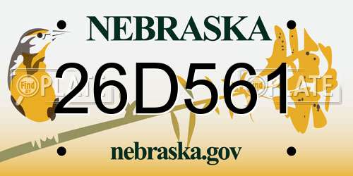 26D561 Nebraska License Plate