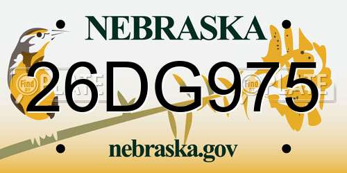 26DG975 Nebraska License Plate