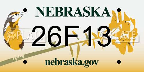 26F13 Nebraska License Plate