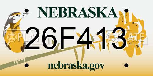 26F413 Nebraska License Plate