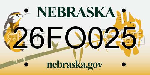 26FO025 Nebraska License Plate
