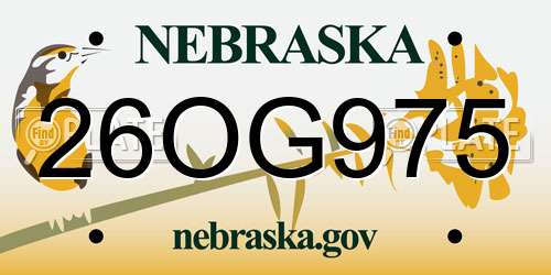 26OG975 Nebraska License Plate