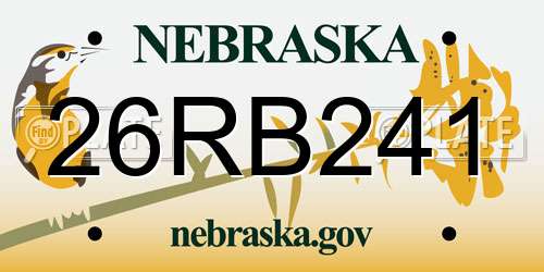 26RB241 Nebraska License Plate