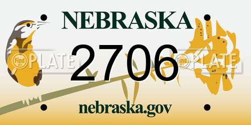2706 Nebraska License Plate