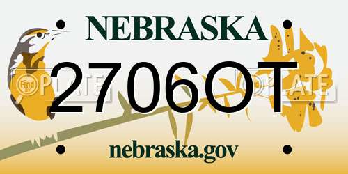 2706OT Nebraska License Plate
