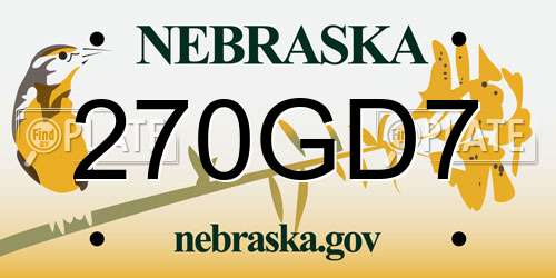 270GD7 Nebraska License Plate