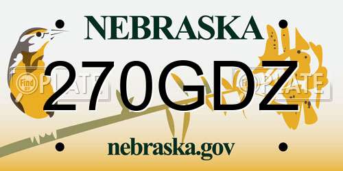 270GDZ Nebraska License Plate