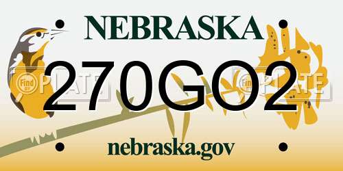 270GO2 Nebraska License Plate