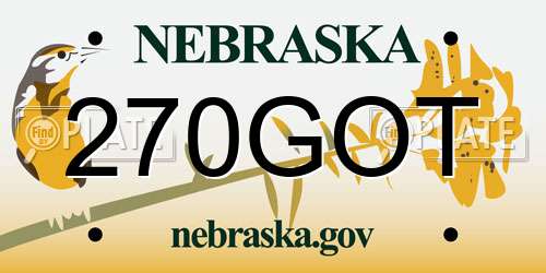 270GOT Nebraska License Plate