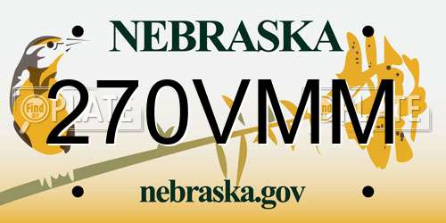 270VMM Nebraska License Plate