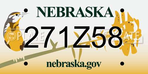 271Z58 Nebraska License Plate