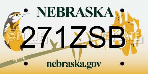 271ZSB Nebraska License Plate
