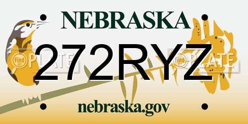 272RYZ Nebraska License Plate