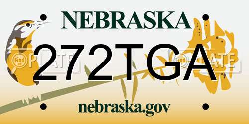 272TGA Nebraska License Plate