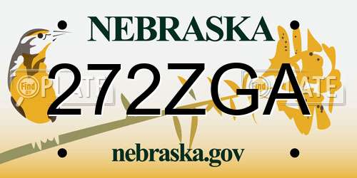 272ZGA Nebraska License Plate