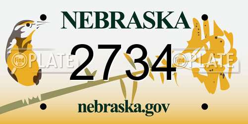 2734 Nebraska License Plate