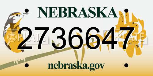 2736647 Nebraska License Plate