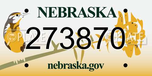 273870 Nebraska License Plate