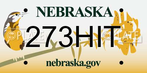 273HIT Nebraska License Plate