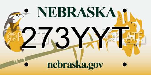 273YYT Nebraska License Plate