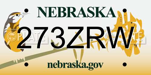 273ZRW Nebraska License Plate