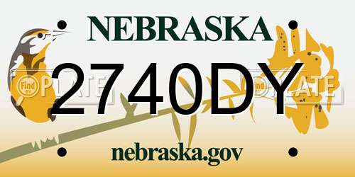 2740DY Nebraska License Plate